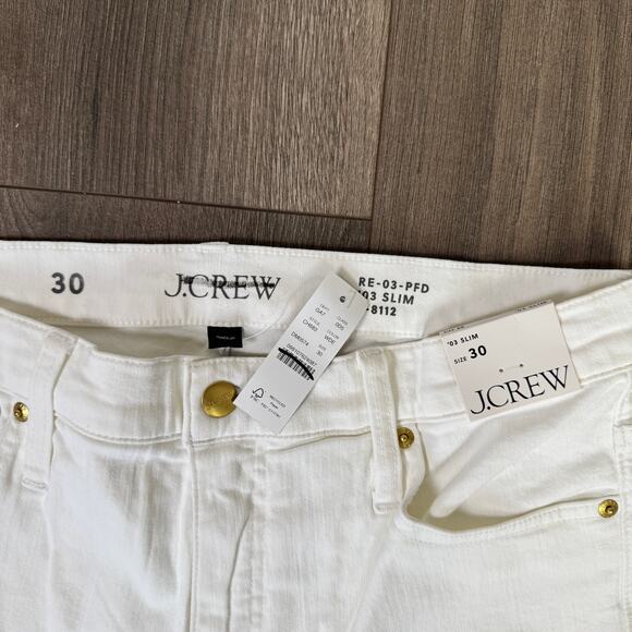 J.Crew Slim Fit Jeans WMNS 30 White Denim Super Stretch High Rise Zip Fly Button - Picture 4 of 8